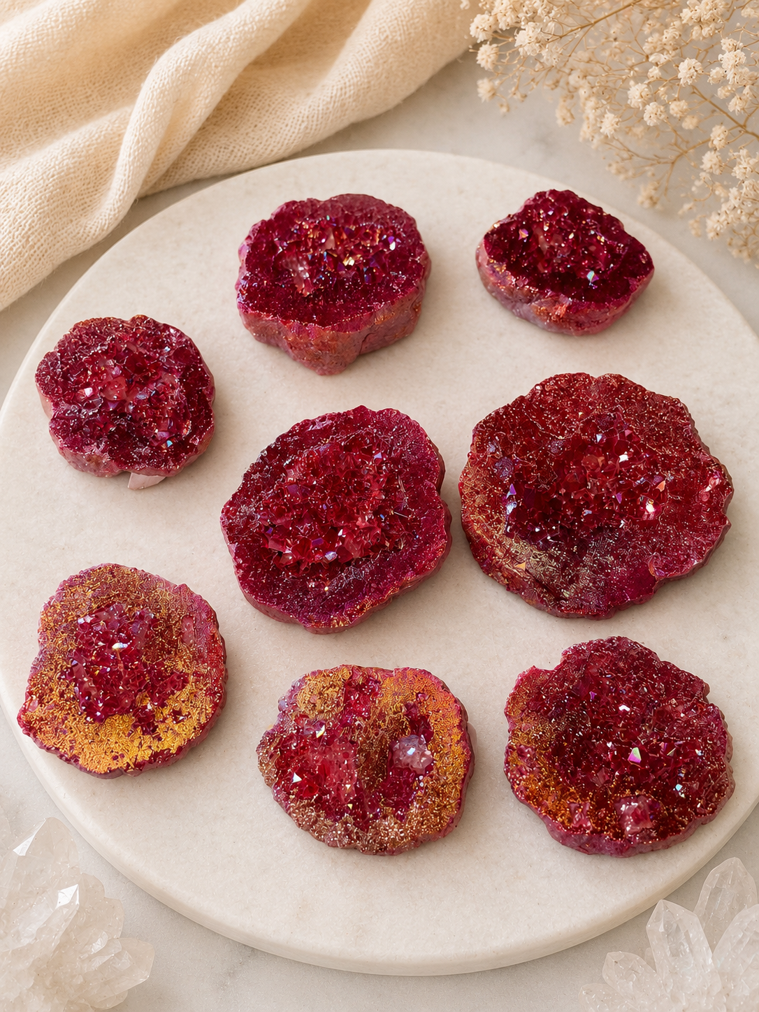 Red Aura Geode Halves
