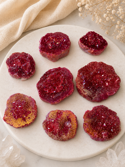 Red Aura Geode Halves