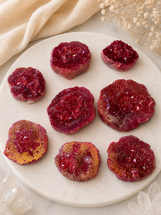 Red Aura Geode Halves