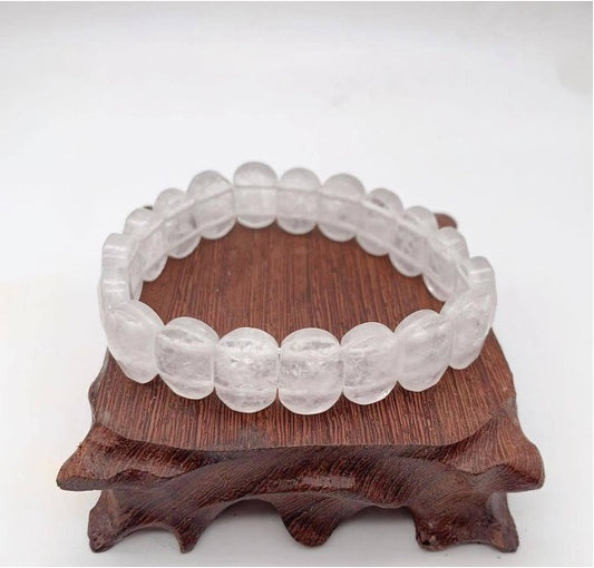 Faceted Clear Quartz Square Beaded Bracelet