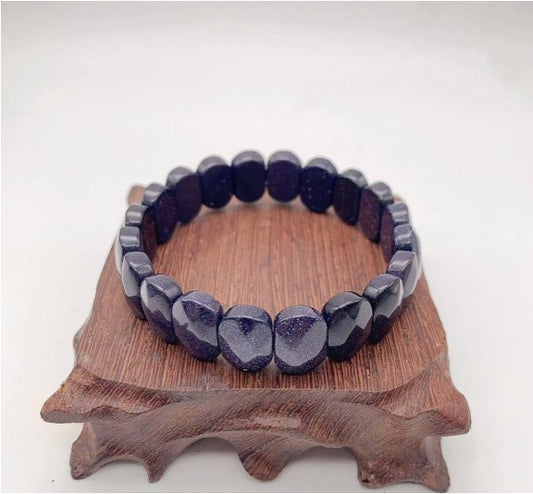Faceted Blue Sandstone Square Beaded Bracelet