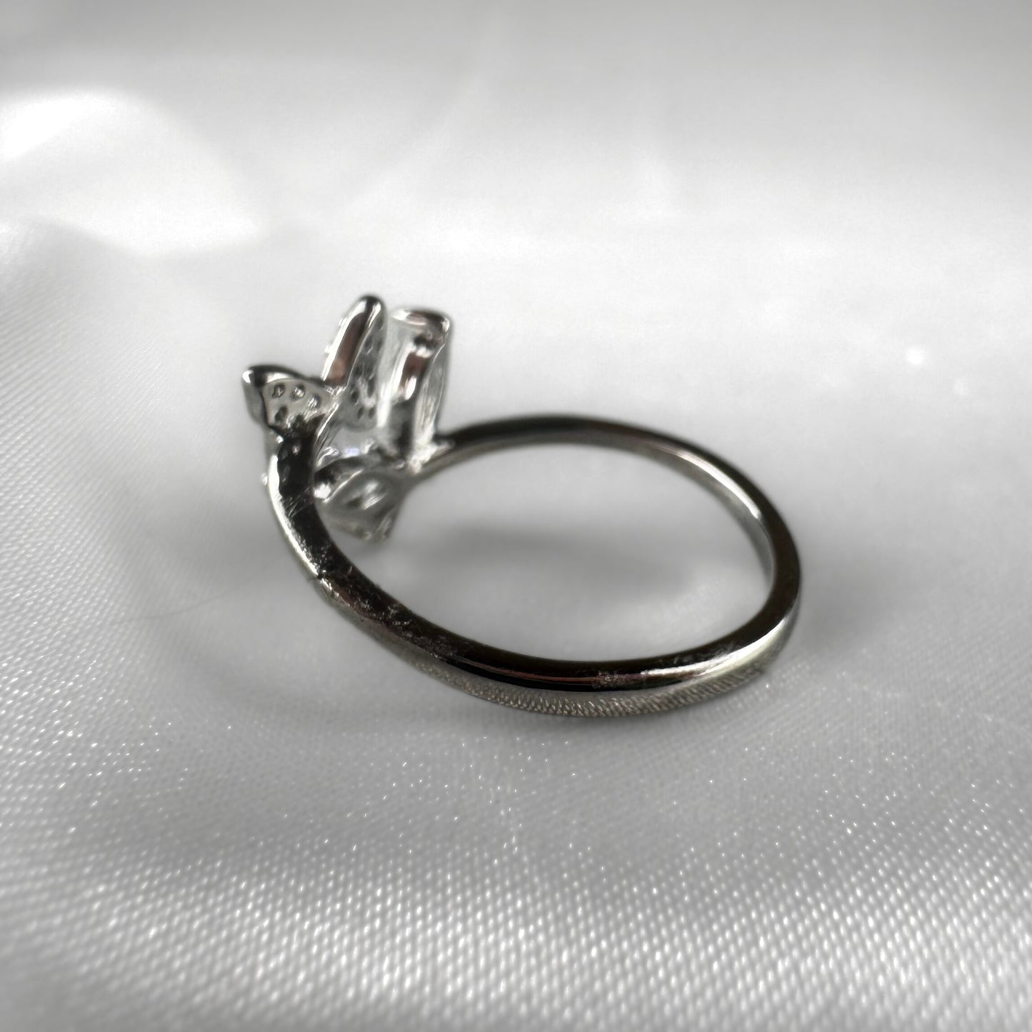 Double Silver Adjustable Butterfly Ring