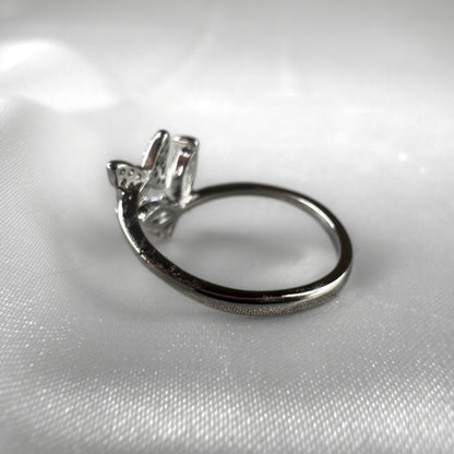 Double Silver Adjustable Butterfly Ring
