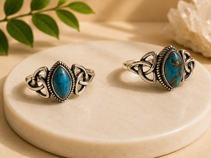 NEW Marquise and Triquetra Crystal Silver Plated Rings