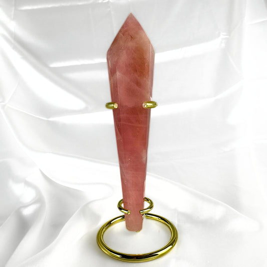 Rose Quartz Wand with Stand - B