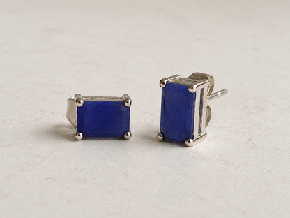 Silver Rectangle Crystal Stud