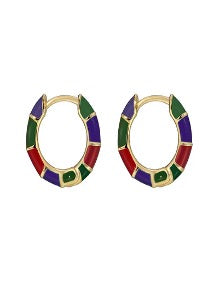 Colourful Dark Enamel Huggie Hoops