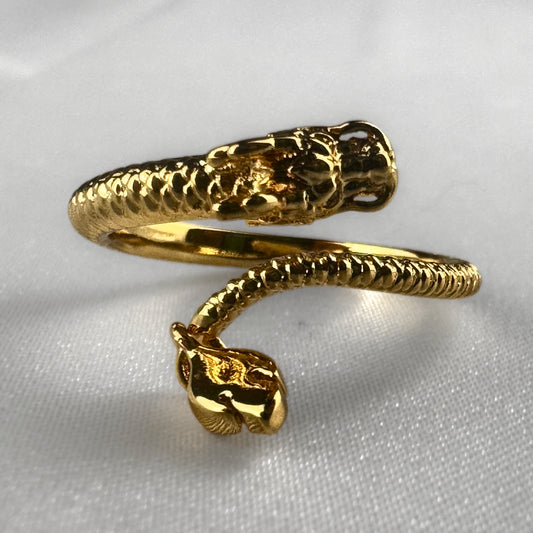Chinese Dragon Gold Adjustable Ring