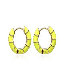 Yellow Enamel Huggie Hoops