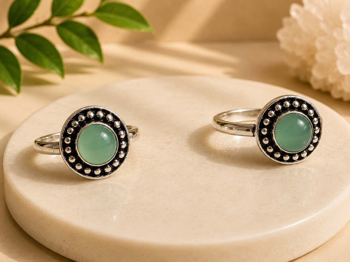 NEW Dotted Round Crystal Silver Plated Rings