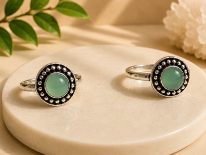 NEW Dotted Round Crystal Silver Plated Rings