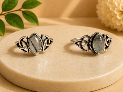 NEW Marquise and Triquetra Crystal Silver Plated Rings