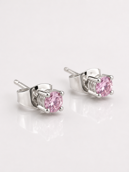 Silver Round Crystal Stud 3mm