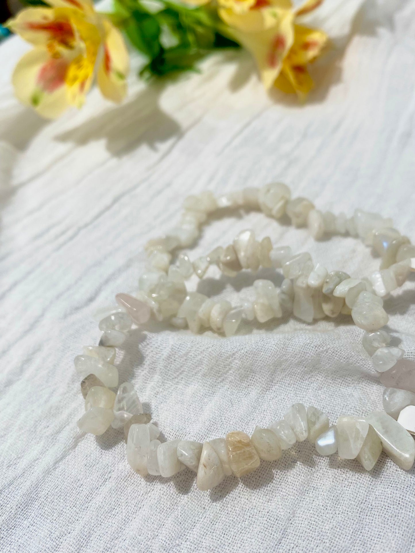 White Moonstone Crystal Chip Bracelets