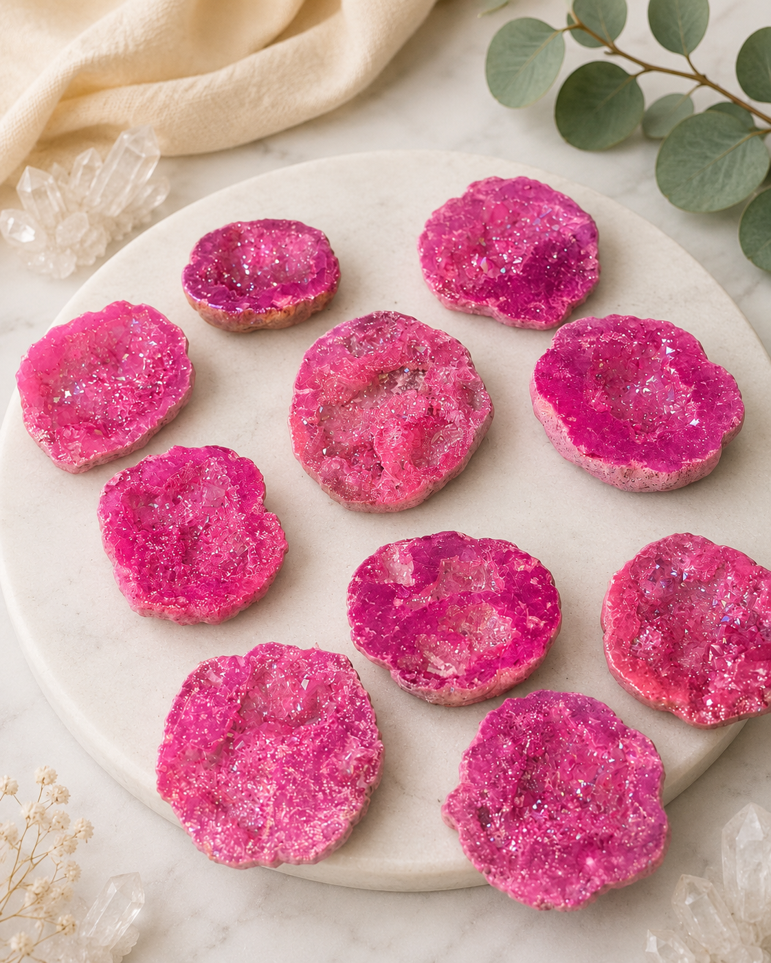 Pink Aura Geode Halves