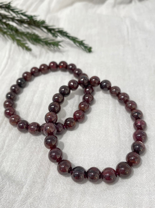 Garnet Crystal Beaded Bracelet