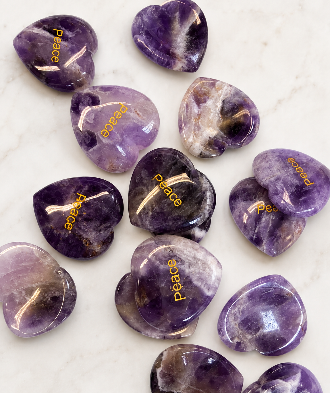 Engraved Crystal Heart Thumbstones