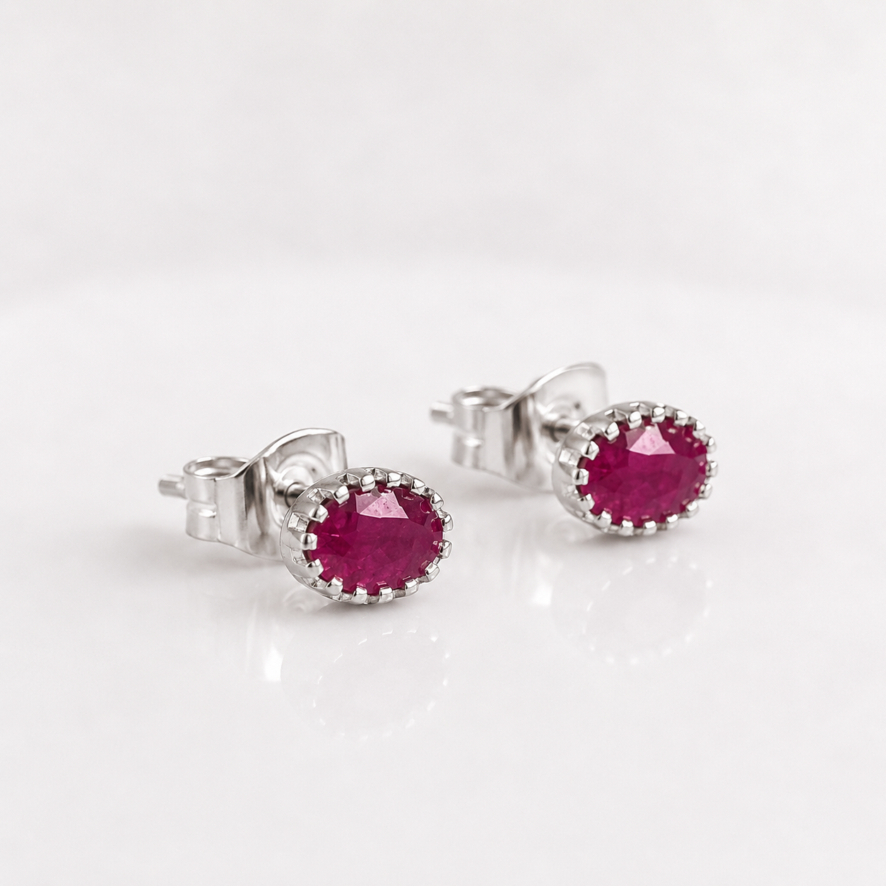 Silver Oval Crystal Stud