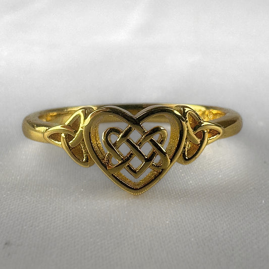 Silver Heart Celtic Filigree Ring - Gold Plated
