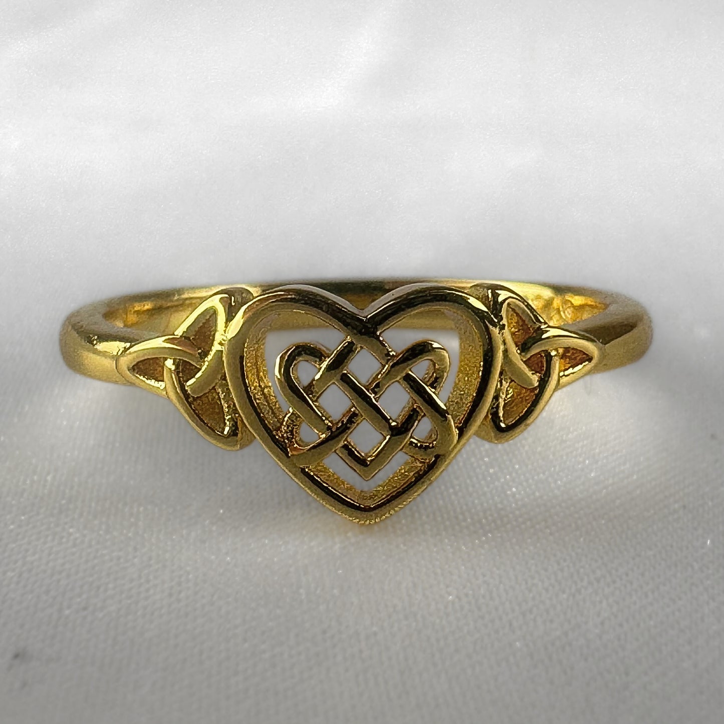 Silver Heart Celtic Filigree Ring - Gold Plated