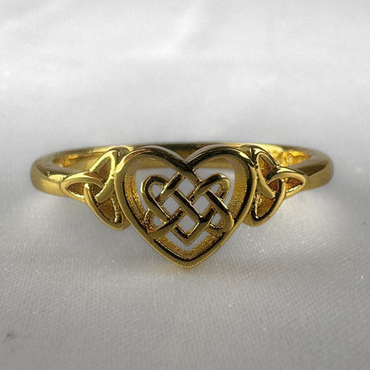Silver Heart Celtic Filigree Ring - Gold Plated