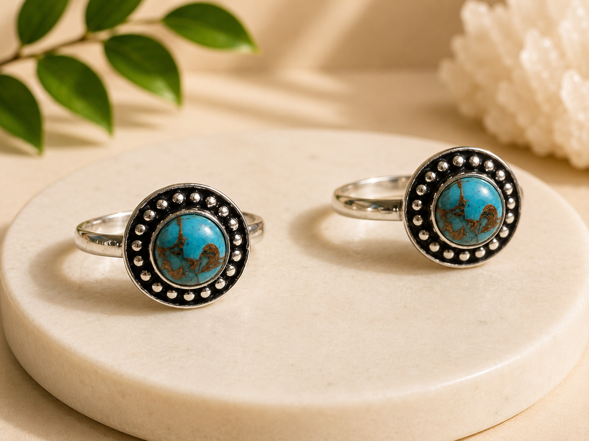 NEW Dotted Round Crystal Silver Plated Rings