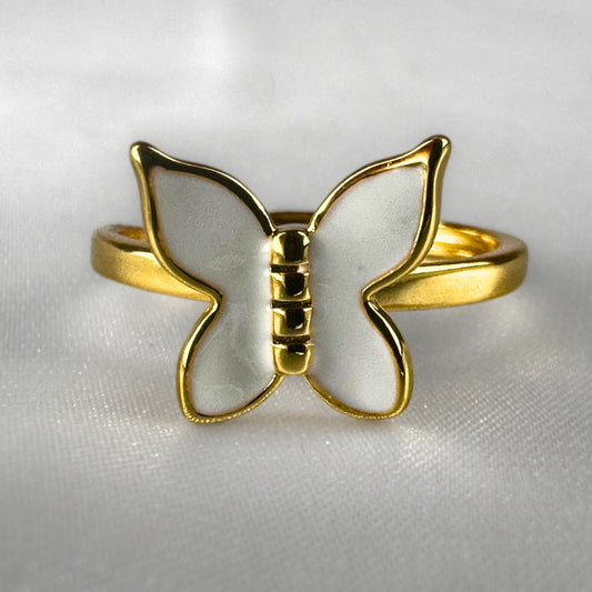Enamel Butterfly Gold Adjustable Ring