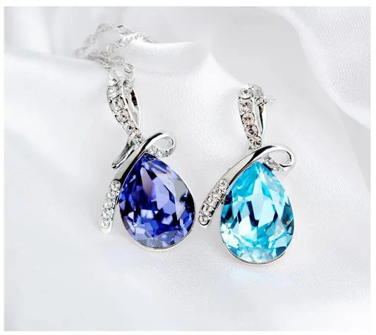 Foxy Coloured Glass Teardrop Necklaces - Alloy