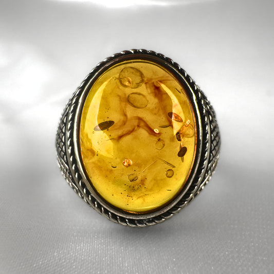 Celtic Resin Amber Signet ring