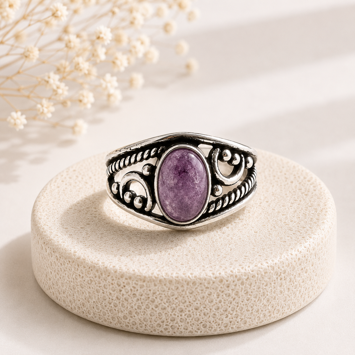 NEW Oval Patterned Marquise Silver Plated Rings