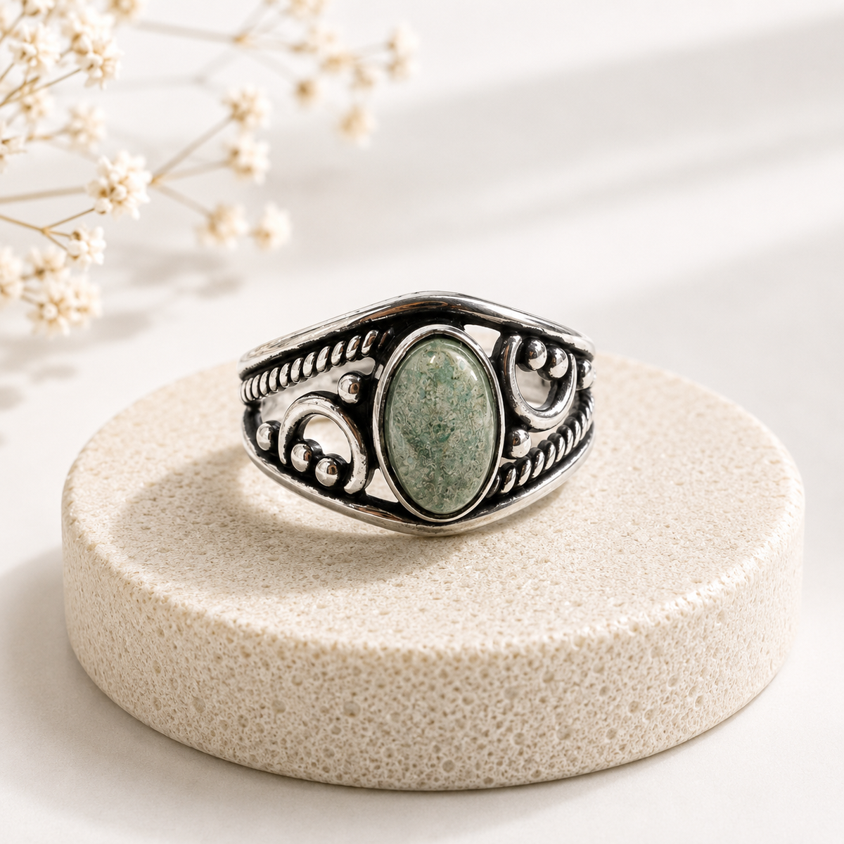 NEW Oval Patterned Marquise Silver Plated Rings