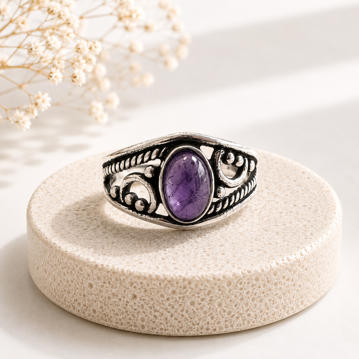 NEW Oval Patterned Marquise Silver Plated Rings