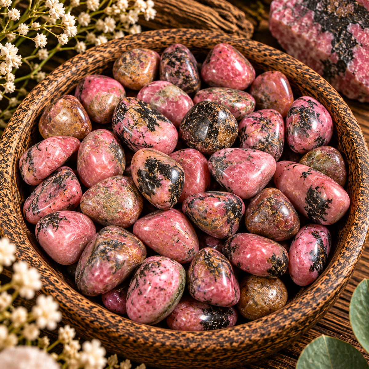 Small Rhodonite Crystal Tumblestone