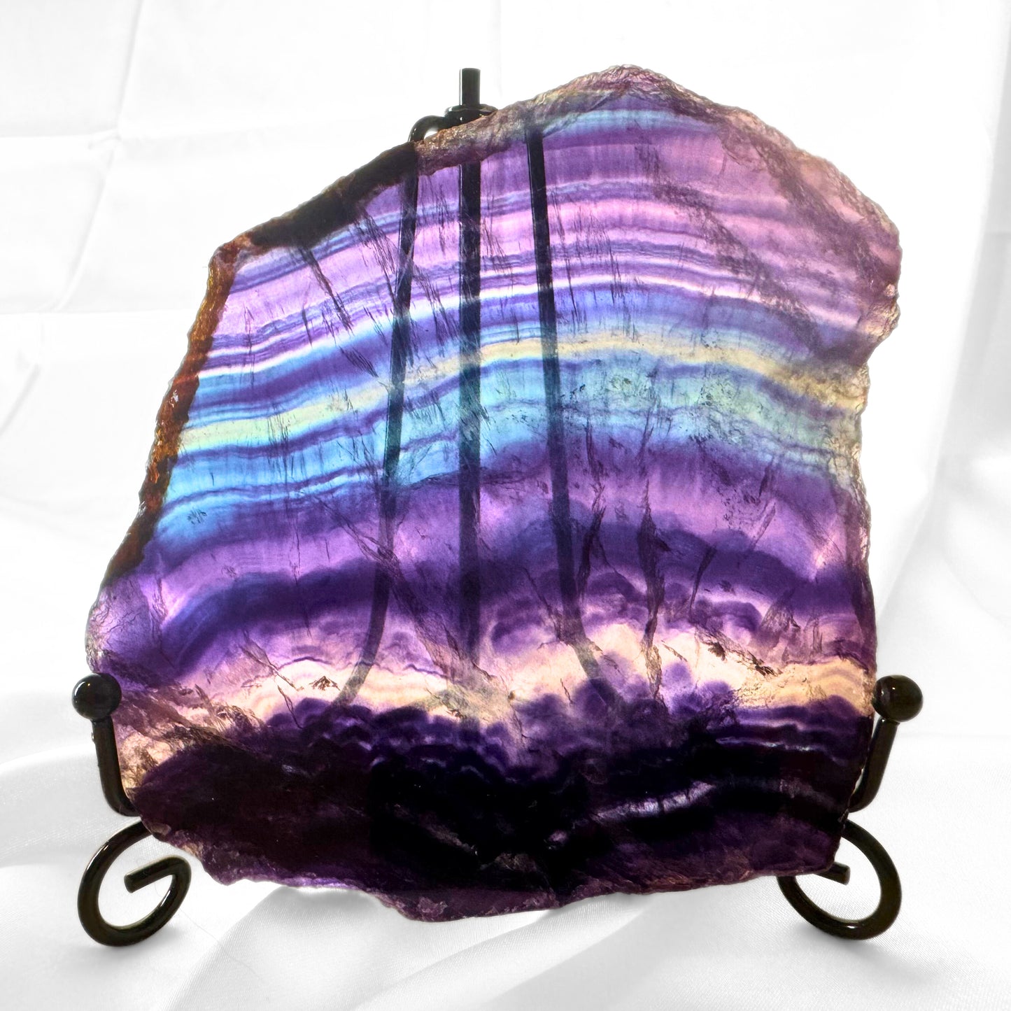Rainbow Fluorite Slab with Stand - A