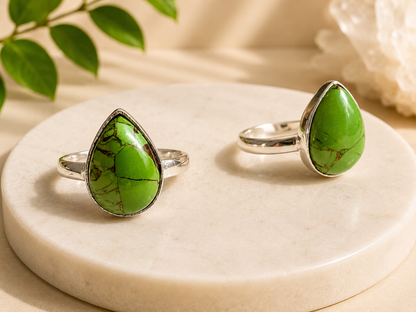 NEW Large Teardrop Crystal Silver Plated Rings