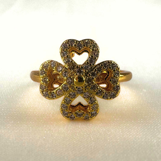 4 Leaf Clover Gold Adjustable Ring