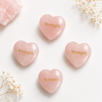 20mm Rose Quartz Engraved Crystal Hearts