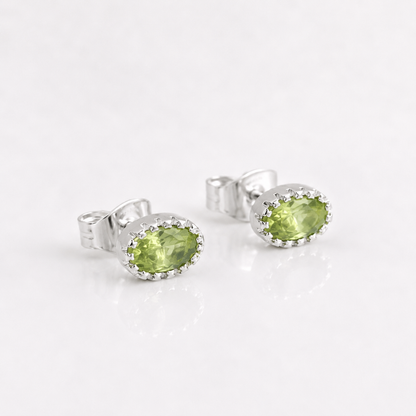 Silver Oval Crystal Stud