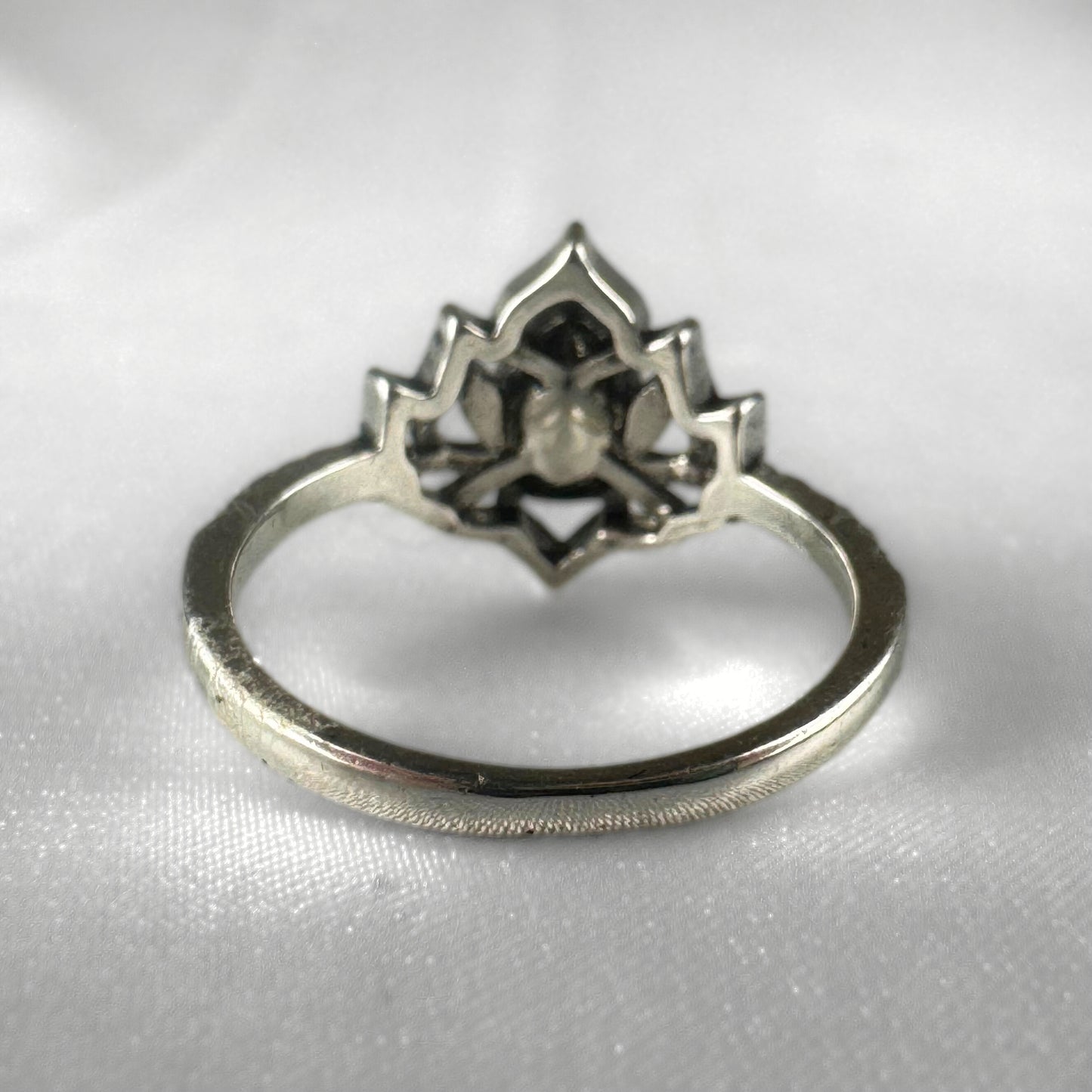 Silver Red Lotus Flower Ring
