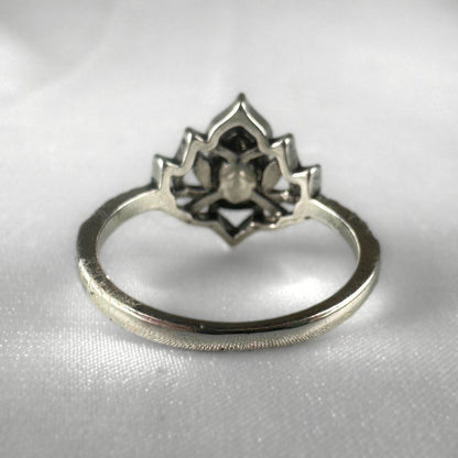 Silver Red Lotus Flower Ring
