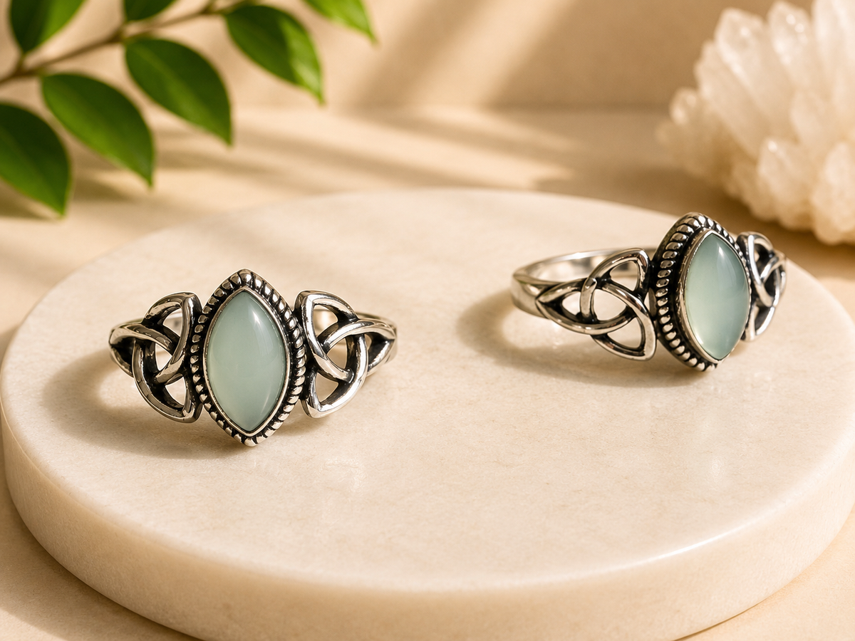 NEW Marquise and Triquetra Crystal Silver Plated Rings