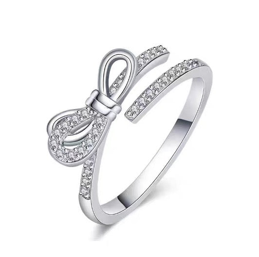 Bow Silver Adjustable Ring