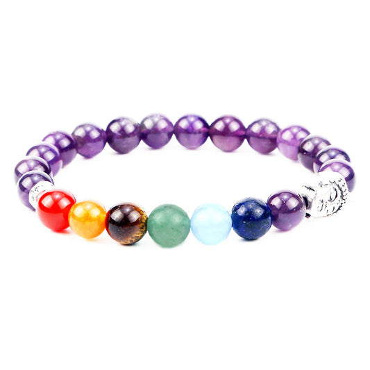 8mm Buddha Chakra Crystal Beaded Bracelets