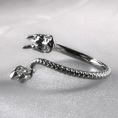 Chinese Dragon Silver  Adjustable  Ring