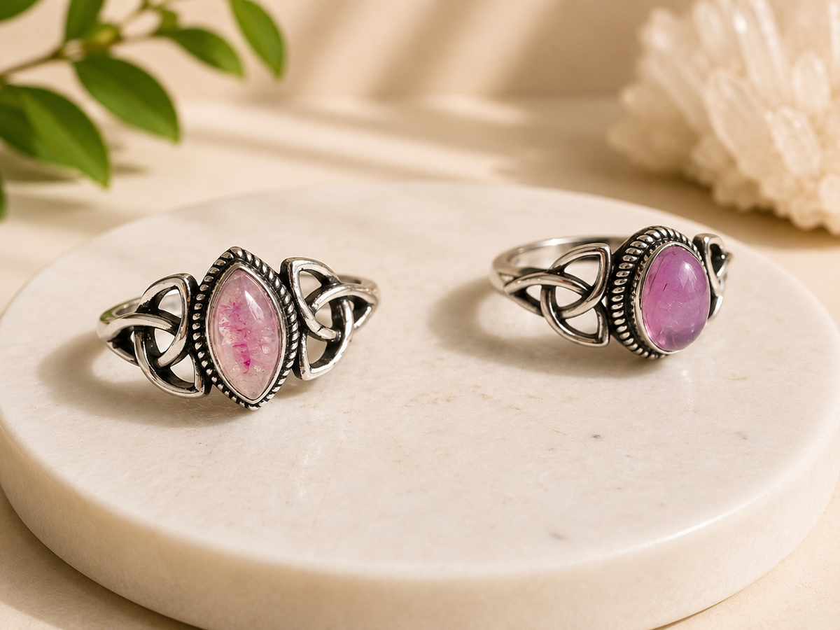 NEW Marquise and Triquetra Crystal Silver Plated Rings