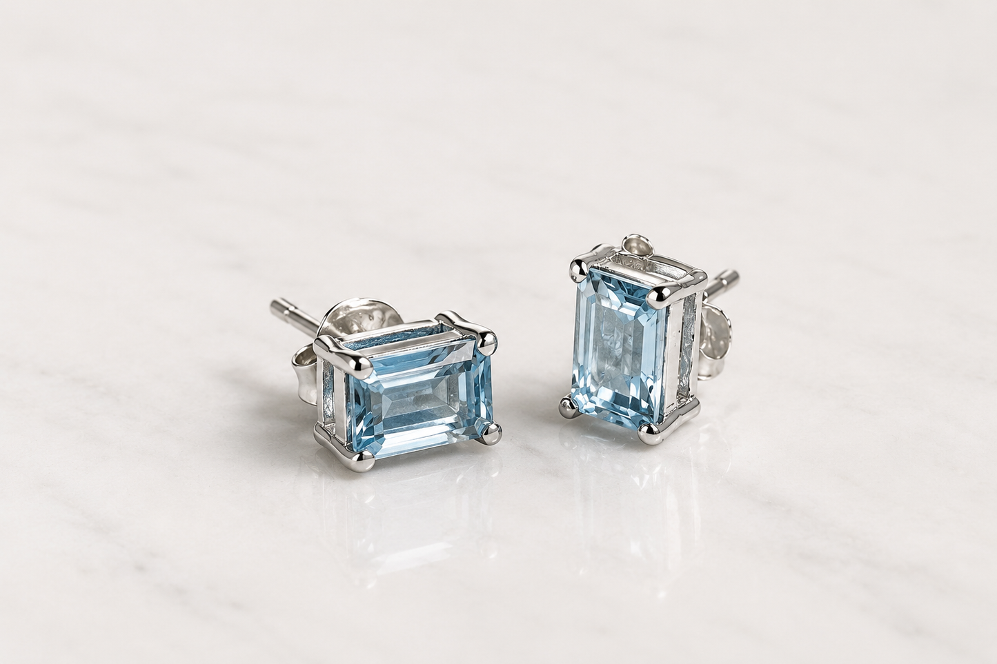 Silver Rectangle Crystal Stud