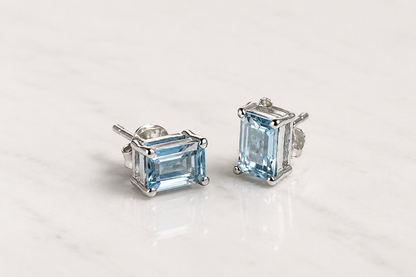 Silver Rectangle Crystal Stud