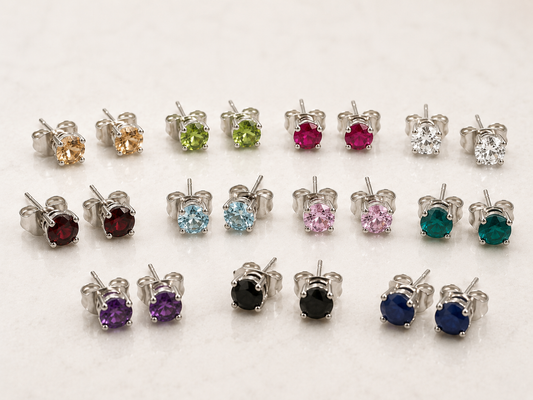 Silver Round Crystal Stud 4mm