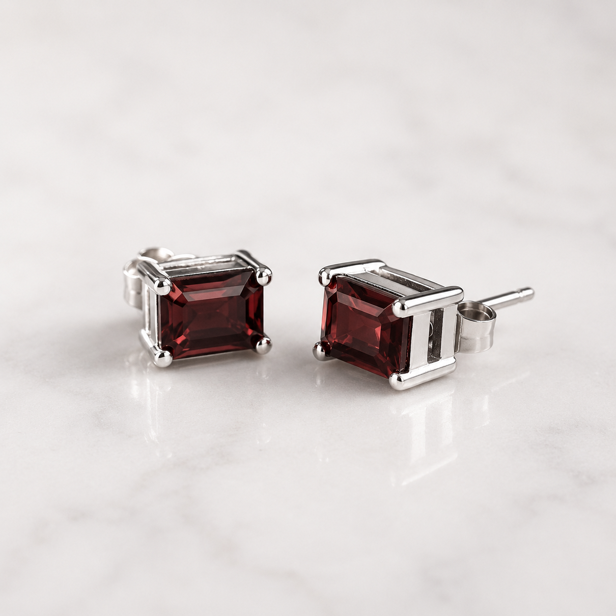 Silver Rectangle Crystal Stud