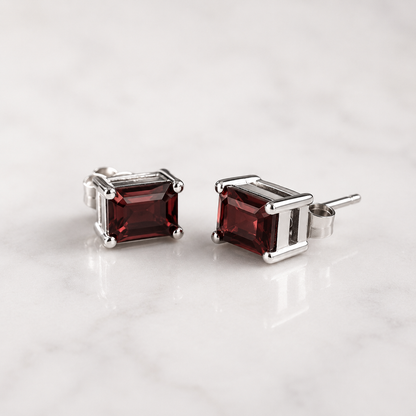 Silver Rectangle Crystal Stud